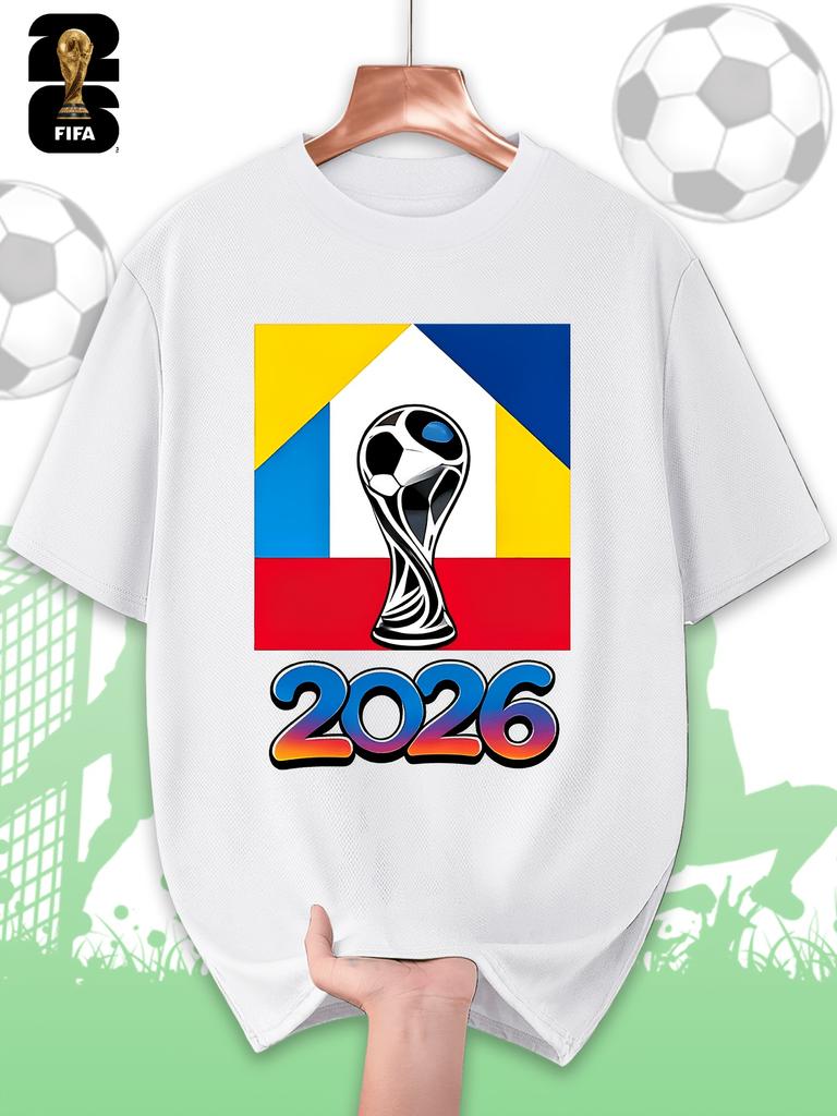 FIFA World Cup Men's Printed Short-sleeved T-shirt, a Fashionable and Trendy Summer Top, Comfortable and Well-fitting