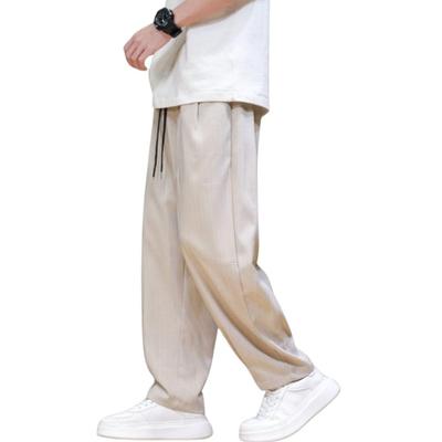 [GUTHONG] Men's Wide Leg Pants, Trousers, Summer Clothes, Straight Leg Pants, Harem Pants, Plus Sizes, Casual, Solid Color, Stripe, Easy Pants, Relaxe