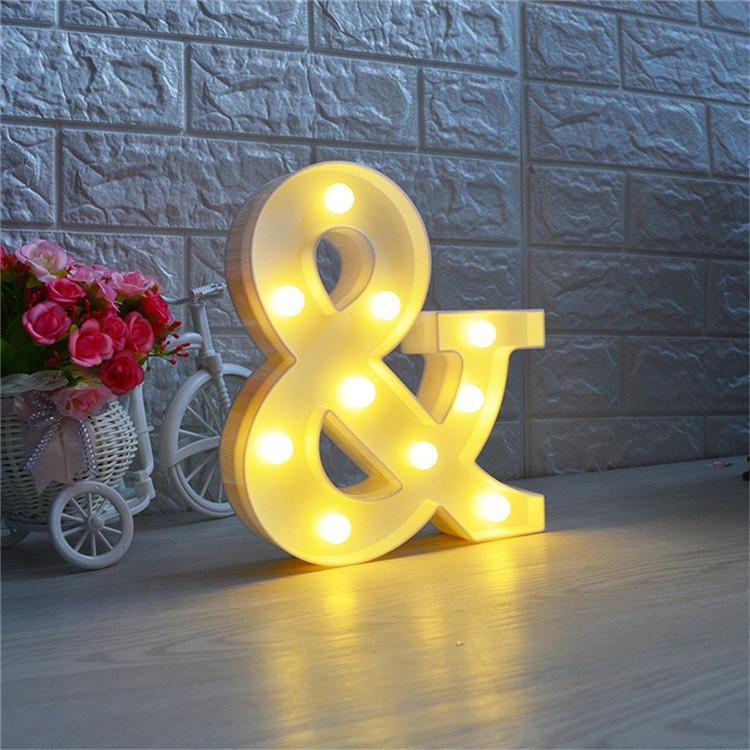 Wedding Decorative 26 Alphabet Name Letter LED Lights Luminous Number Lamp Romantic Theme Home Party Bedroom Decor Night Light