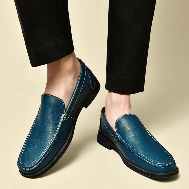 Herrenschuhe Formell Hochwertiges Echtes Leder Britische Party Herrenschuhe Herbst Slipper Loafer Fahrschuhe Bequeme Loafer