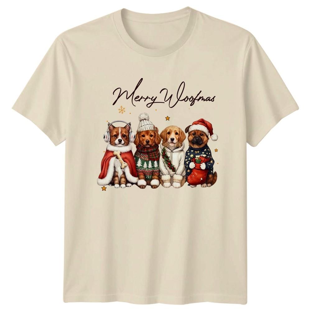 Merry Woofmas Christmas Holiday Dogs Unisexs T Shirt Unisexs Graphic Tee