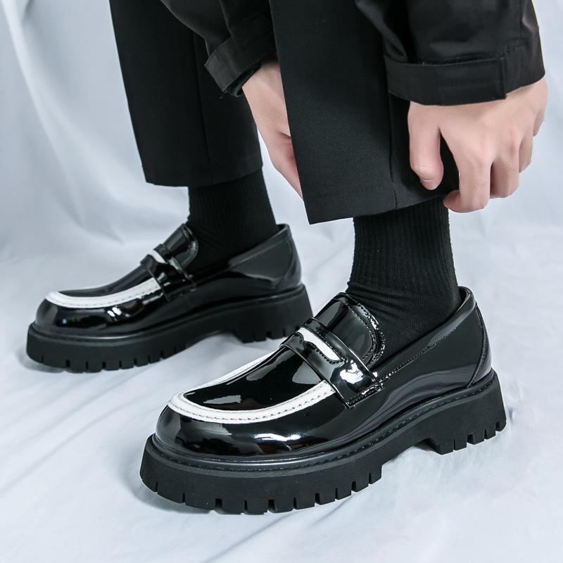 Scarpe in pelle lucida con plateau, spesse, per l'estate, 22 anni, scarpe Doudou comode