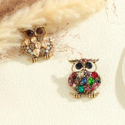 Fashion Vintage Rhinestone Lovely Owl Brooches For Women Clothing Coat Jewelry Accessries Gifts