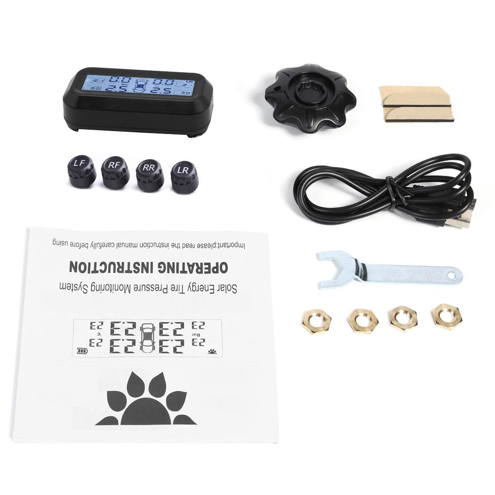 Solar TPMS AN-10C LCD Digital Display Car Tire Pressure Monitoring Alarm System
