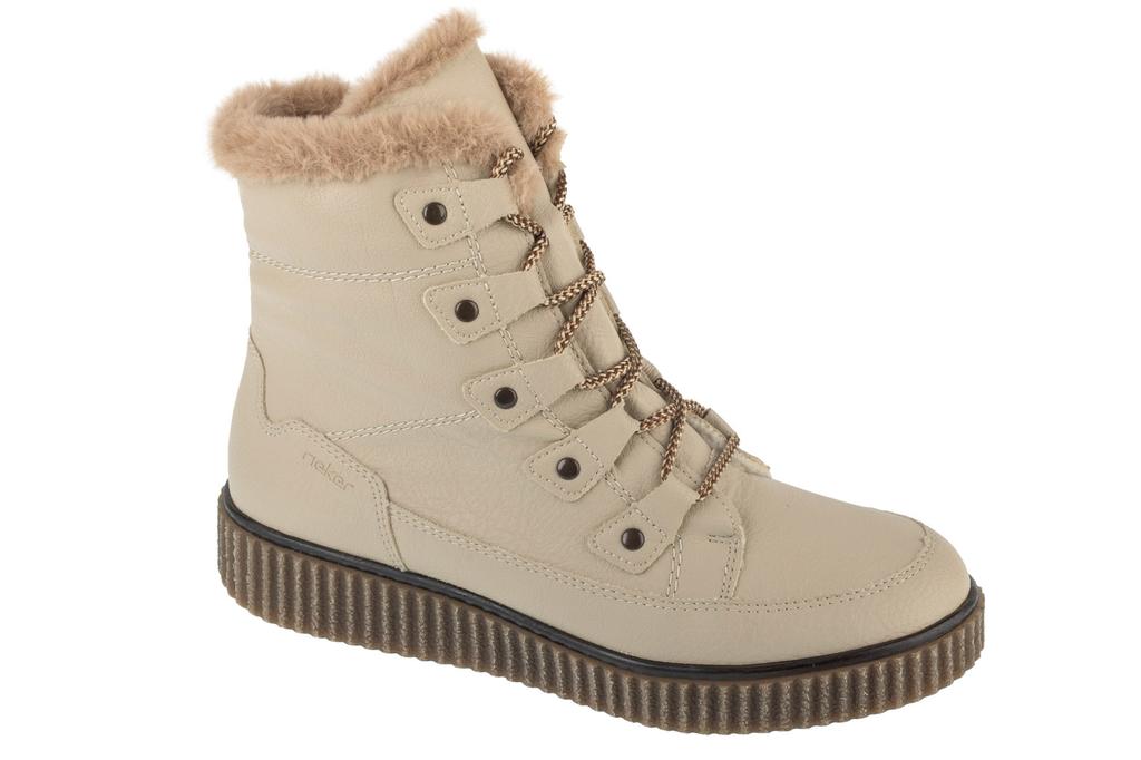 RIEKER Booties, Womens Beige Lace-up Shoes