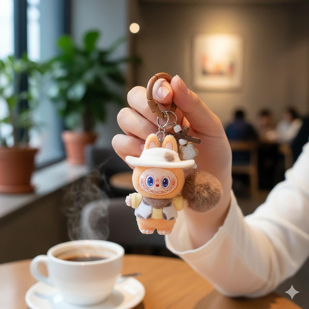 Denim Flocking Cute Soft Rubber Doll Cartoon Student Keychain Hanging Jewelry Blind Bag