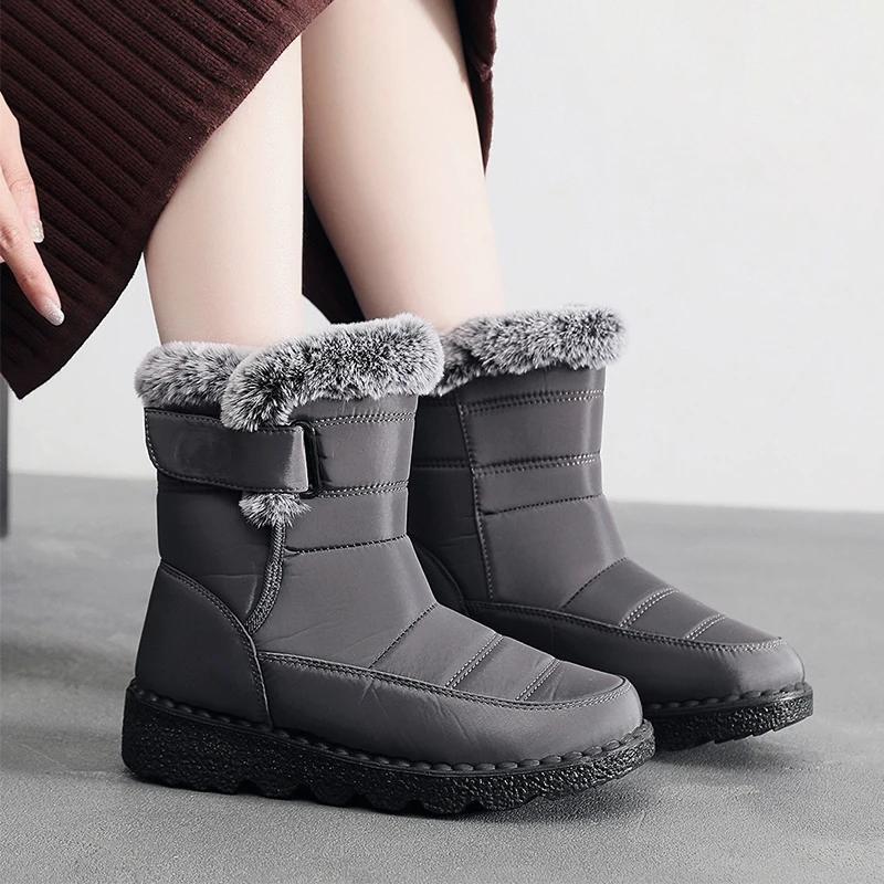 Große Größe 45 Wasserdichte Winter Herrenstiefel Neue Plüsch Schneestiefel Damen Stiefeletten Warm Schwarz Paar Baumwolle Paare Plateau Schuhe