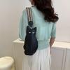 Outdoor travel black cat shaped chest bag cute cartoon anime suspender bag artificial leather crossbody bag
