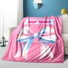 1PC Custom Name Pink Bow Celebration Blanket Versatile,all-season Throw Suitable for the Living Room,bedroom,camping,travel,and Gift