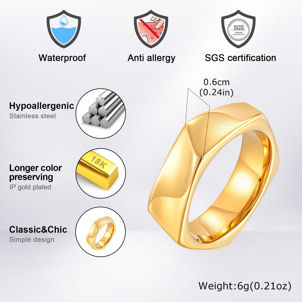 Simple Trendy Pentagonal Men's Ring,High Polished Stainless Steel Silver Gold Black Color Ring,Jewelry Gift for Husband Dad Son