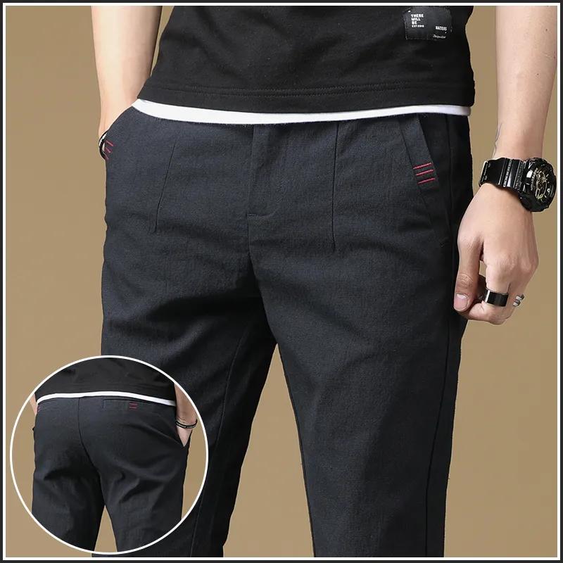 

Мужские весенние прямые свободные повседневные брюки однотонные простые деловые длинные брюки 26 чёрный