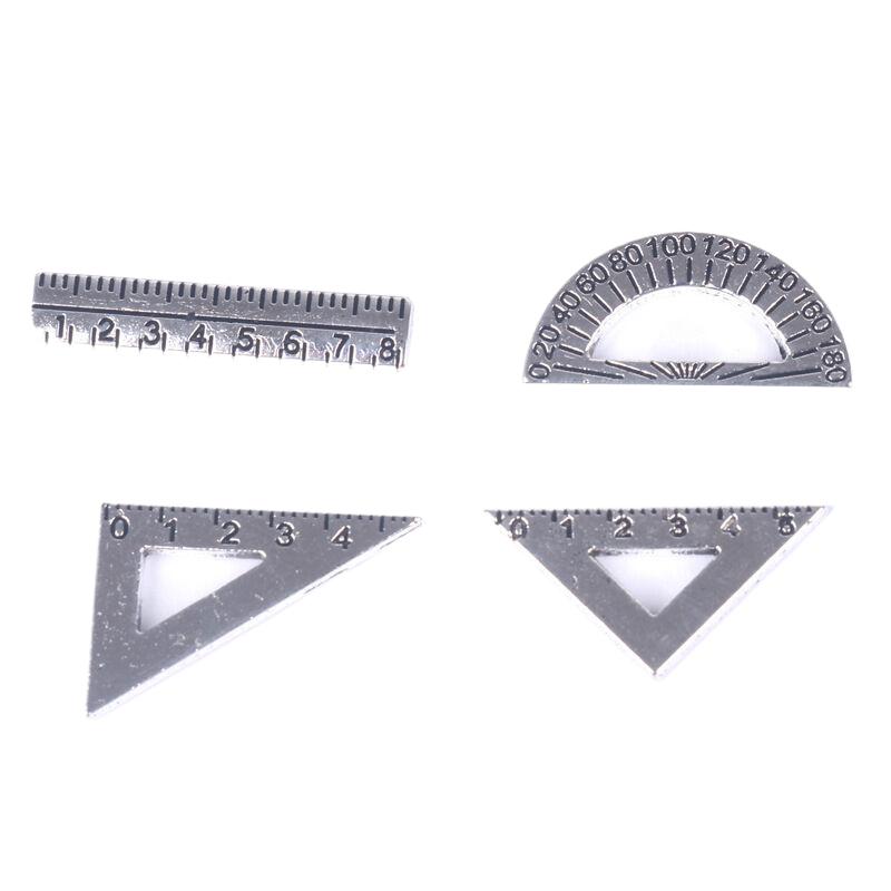 6/3Set Mini Ruler Triangle Rulers Dollhouse Simulation Miniature Creative School Model Dollhouse Accessories Home Decor