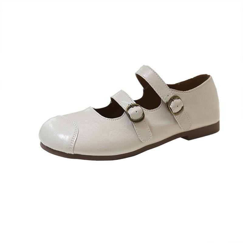 

Французские легкие туфли-одиночки женские новинка весны 2025 года, нежные сочетающиеся цвета, юбка с одним словом, пряжка на ремне, универсальные туфли Мэри Джейн 40