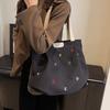 Simple Embroidery Letter Handbag Inner Pocket Elegant Shoulder Bag  Student Class