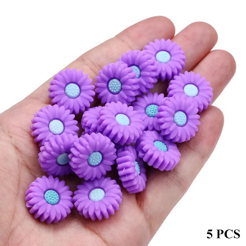 5/15PCS Multi-color Daisy Silicone Beads, 20mm, Suitable for DIY Pen Bead Bracelets, Necklaces, Keychain Accessories, Etc