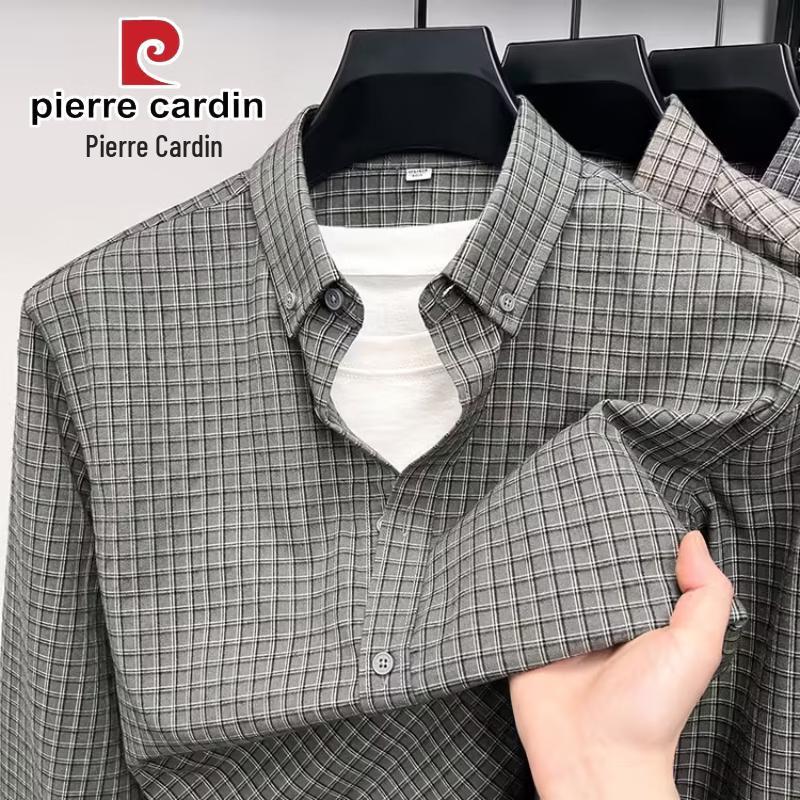 Pierre Cardin Men's Plaid Cotton Long Sleeve Shirt