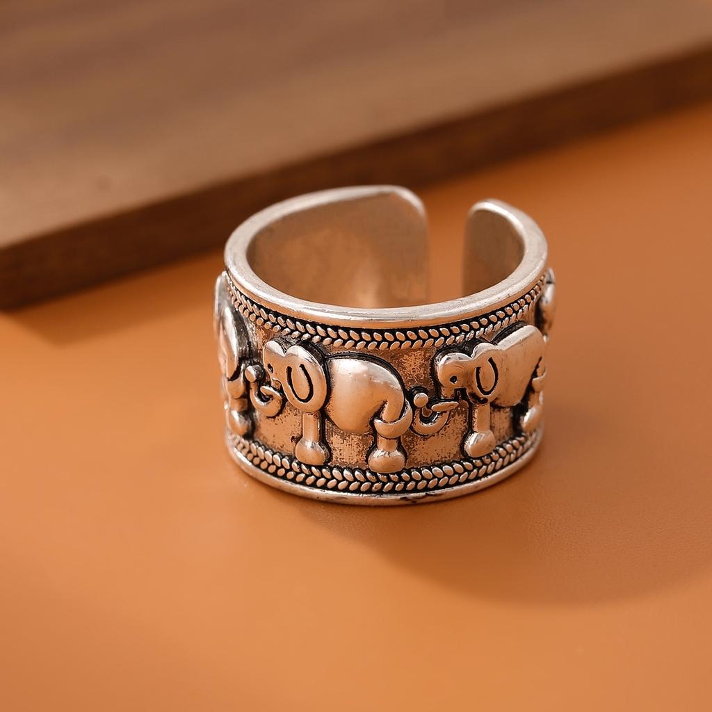 Nuovi Creativi Belli Retro Animali Gioielli in Argento Sterling 925 Personalità Stile Etnico Gruppo di Elefanti Anelli Apribili R140