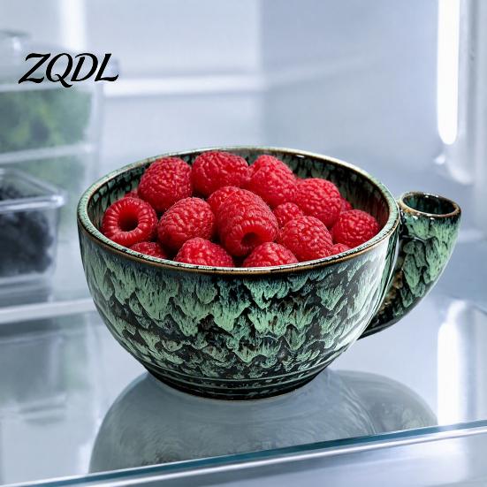 Self Spinning Fruit Washing Bowl Ceramic Berry Swirl Bowl, Auto Vegetable Drainage for Strawberries Colander with Drain Holes, Kitchen Produce Cleaner