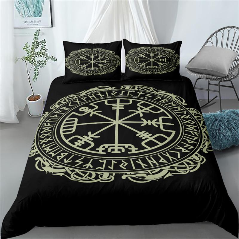Three-Piece Viking Scandinavian Cultural Myth Quilt Cover