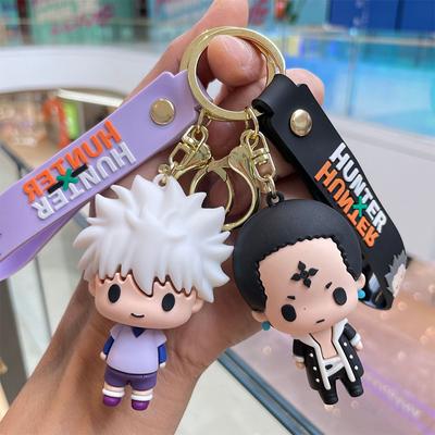 Anime Hunter X Hunter Figure Keychain Silicone Gon·Freecss Doll Pendent Keyring Car Key Holder Accessories Jewelry Kids Toy Gift