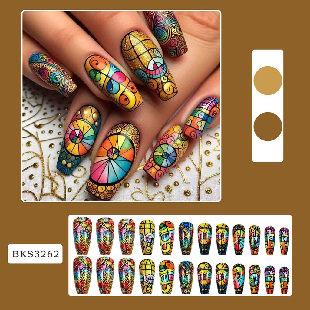 24 Pieces Press On Nail French Style Acrylic Nails Glossy Artificial Nail Full Cover Stick On Nails for Women and Girls