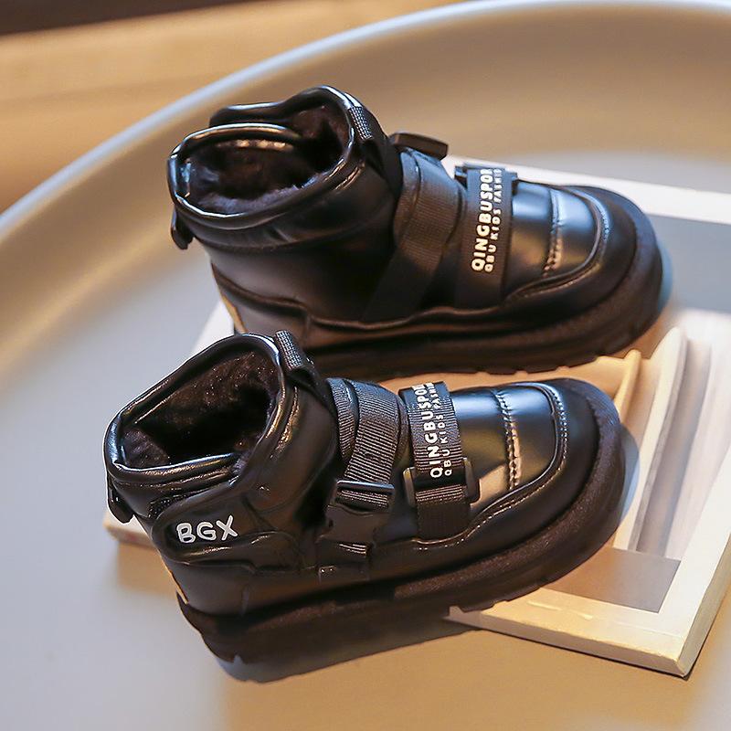 

Новые зимние большие хлопковые утолщенные ботильоны для мальчиков и девочек, детские ботинки 27 чёрный