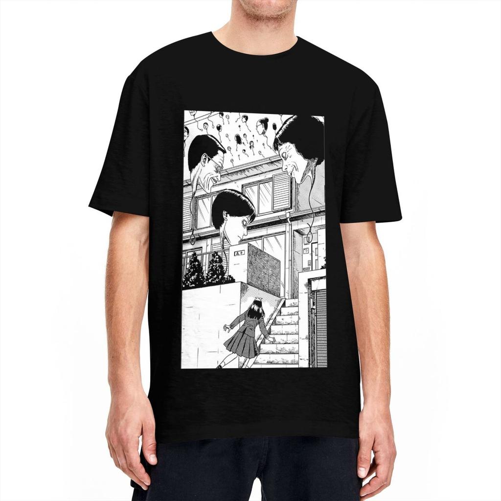 Haikyuu T-Shirt Hanging Balloons 100 Cotton T-Shirts Junji Ito Anime Tee Shirt for Men Summer Y2K Casual Short Sleeve Top Tees