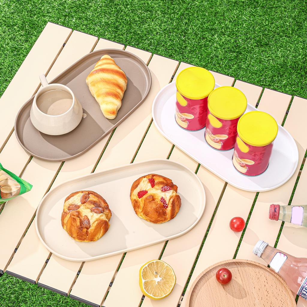 WORTHBUY Plastic Oval Dinner Plate Dishes Reusable Cake Dessert Tray Snack Tray Food Serving Tray Tableware Dishwasher Safe