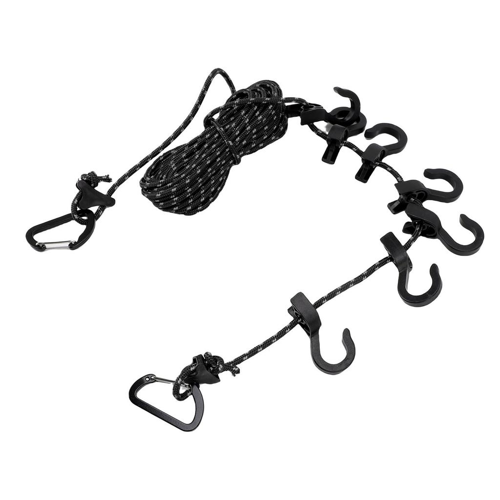 Portable Travel Clothesline Adjustable 16.4ft Length Clothes Drying Rope Windproof 5m Clothesline with Hooks for