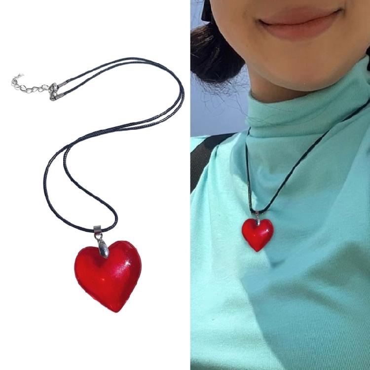 Einzigartige Schichtharz-Liebeskette mit vielseitigem PU-Lederriemen, stilvollem Anhänger und Schlüsselbein-Kette