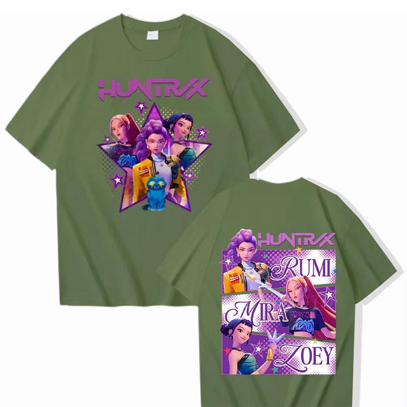 

KPop Demon Hunters printed T-shirt casual round neck top short sleeved shirt 5989 S