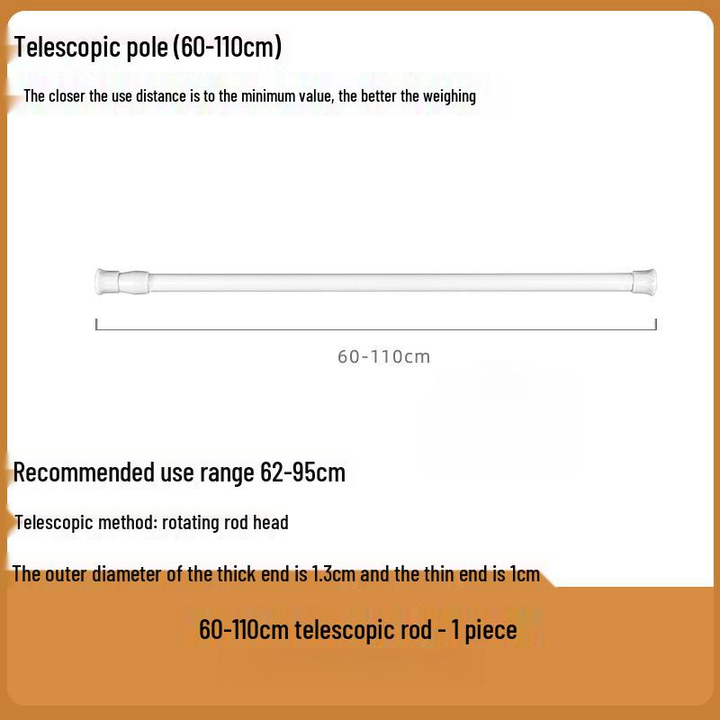 Japanese Style No-Drill Telescopic Curtain Hanging Rod with Hook and Clip Holder