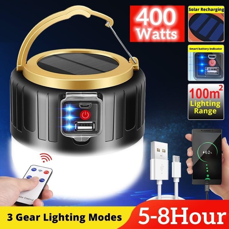 Ready Stock 400W Solar Charging Light Night Market Light Mobile Power Bank Outdoor Camping Lamp Emergency Light