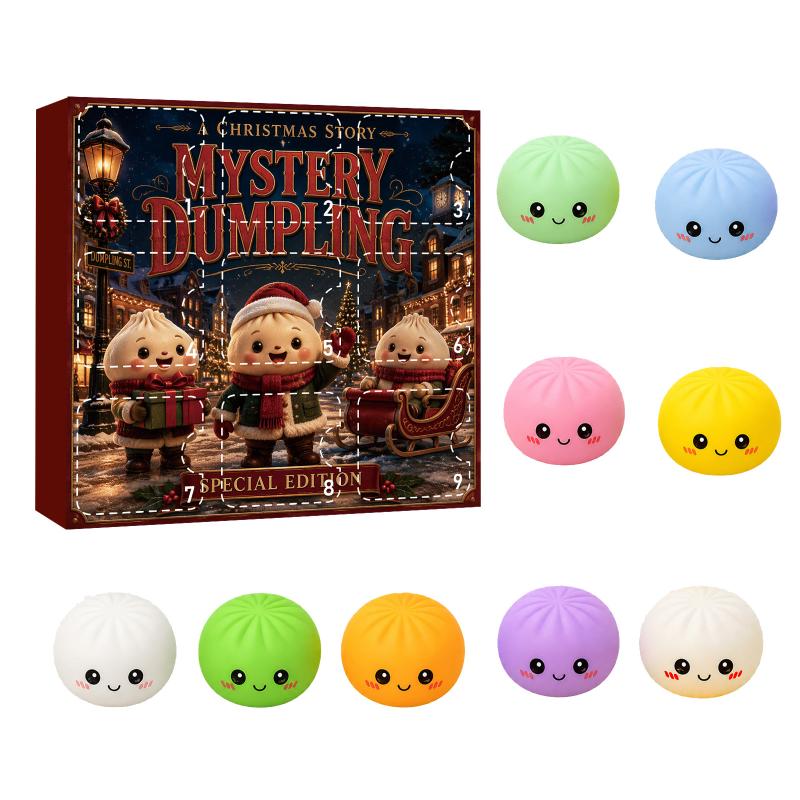 2026 Christmas Advent Calendar Mystery Dumpling Blind Box 24 Day Countdown Squeeze Sensory Fidget Holiday Gift Set