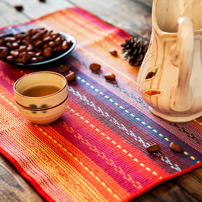 1PC Rectangle Colorful Stripes High temperature resistance Kitchen Decoration Cotton Placemat Fabric