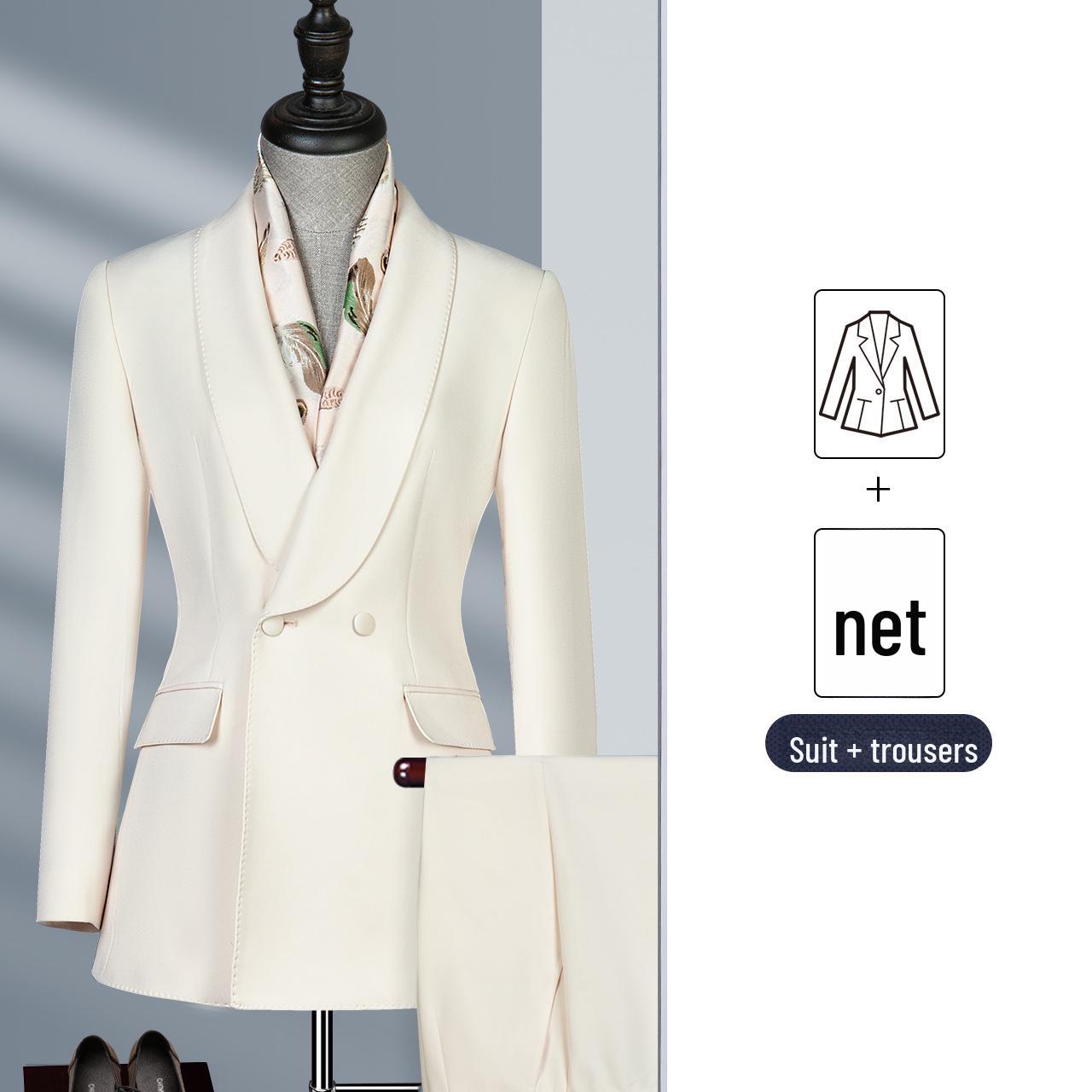 

Весенний женский костюм для поездок на работу в корейском стиле: Элегантный пиджак цвета Off-White Medium- (160/88)