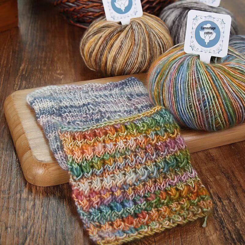 Bawełniana przędza z nadrukiem kamuflażowym w różnych kolorach, do dziergania ręcznego