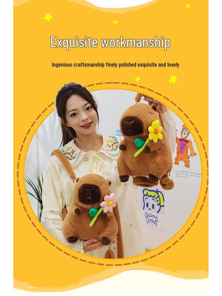 Cute Capybara Backpack Plush Toy Doll Stuffed Animal Gift for Girls' Birthday