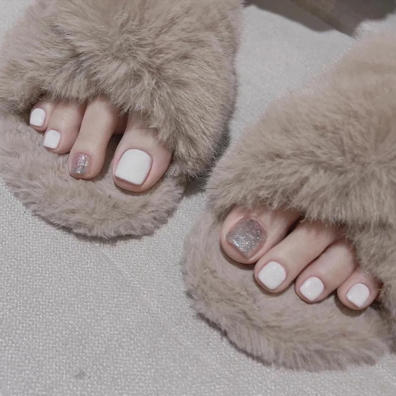 

Отбеливающие глиттерные наклейки для ногтей на ногах - Съемные накладные ногти Gel Glue