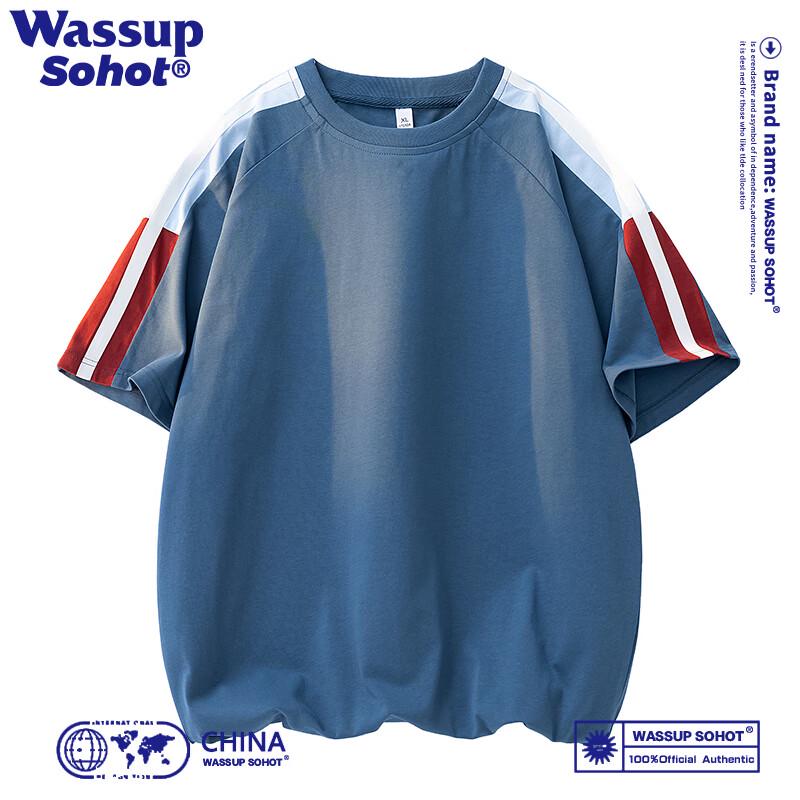 Wassup Sohot Men s Contrast Stitching Short Sleeve T-Shirt 3XL