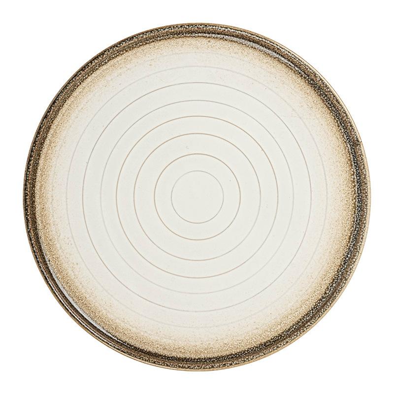 Tableware Set Japanese-Style Ring Plate Household Ceramic Bowl Dish Dish Dish Round Large Bowl Tableware Large Plate