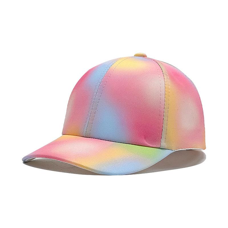

Японская милая радужная бейсболка для девочки, модный тренд, бейсболка с широкими полями, корейская мультяшная кошка, детская шляпа S（54-56cm）