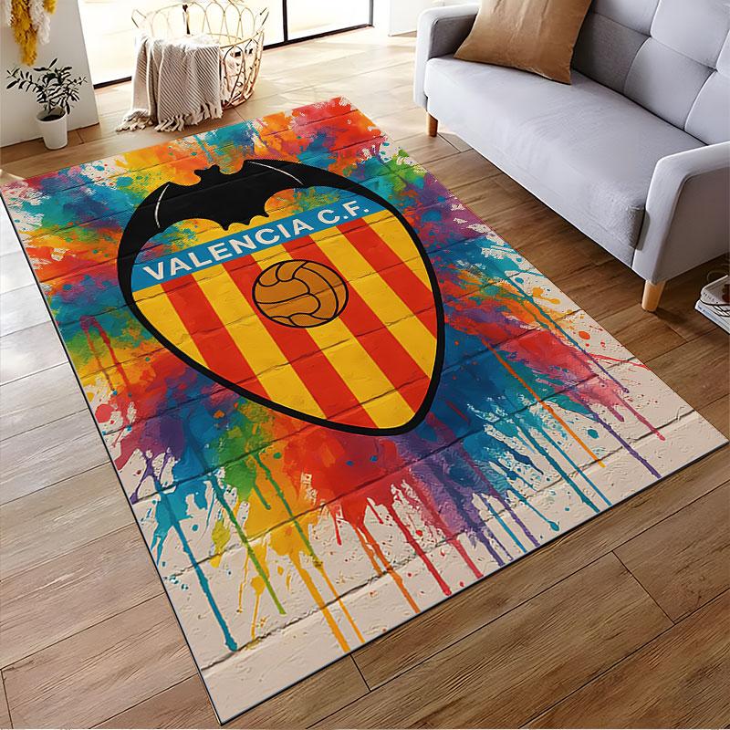 Valencia CF Colorful Logo Carpet suitable as a non-slip mat for the living room or bedroom sofa