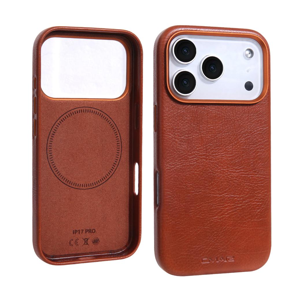 Luxury Business Leather For Magsafe Magnetic Phone Case For IPhone17 16 15 14 ProMax Shockproof Metal Lens Frame Protector Cover
