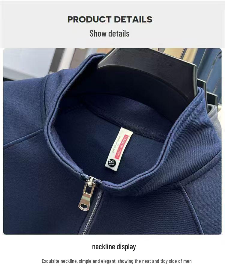 Herren-Sweatshirt mit halbem Reißverschluss für Herbst/Winter: Stehkragen, lange Ärmel, vielseitiges Freizeit-T-Shirt mit Stickerei.