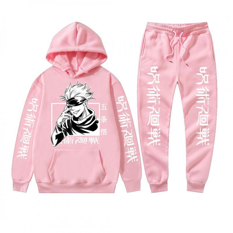 Completo felpa con cappuccio invernale da uomo con stampa Gojo Satoru di Jujutsu Kaisen Tuta casual spessa streetwear