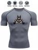 Mens Compression Short Sleeve T-Shirt Muscular Bulldog Weightlifting Graphic Breathable Quick Dry High Elasticity Gym And Streetwear Athletic Top