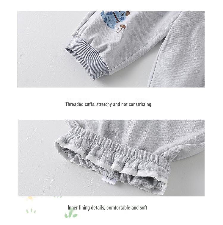 Spring 2026 Baby Boys' Cartoon Hoodie and Pants Two-Piece Set