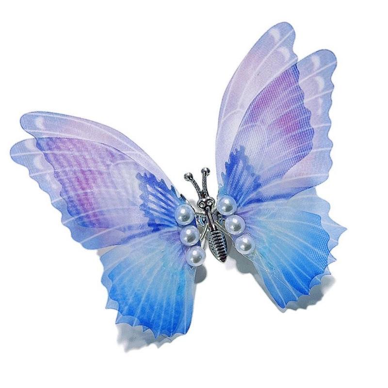 Colorful Beautiful Moving Wings Pearl Big Butterfly Hair Clip for Girls Sweet Hair Decorate Hairpin