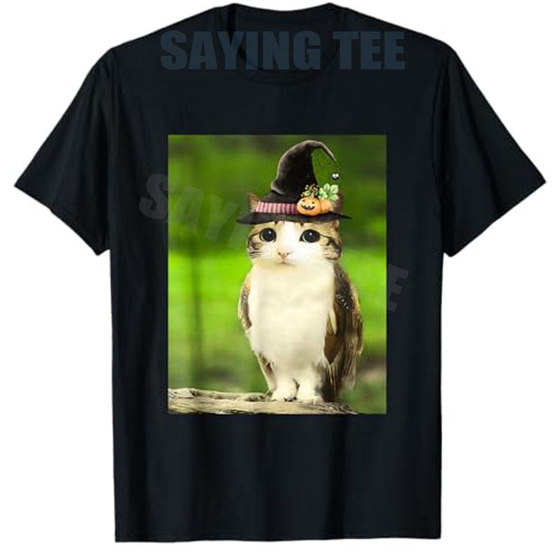 Meowl Wizard Cat Owl Funny Meme Halloween Costume Cat Witch TShirt Girls Fashion Y2k Magical Kitty Owl Graphic Outfit Novelty